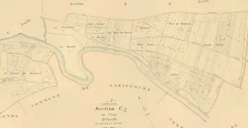 Feuille de plan cadastral napoléonien de Guignicourt.