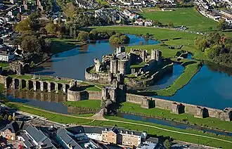 Château de Caerphilly, Pays de Galles.