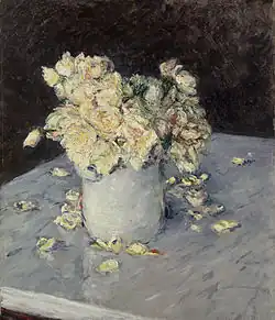 Gustave Caillebotte Roses jaunes dans un vase, 1882.