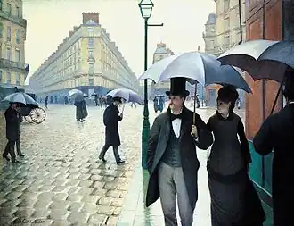 Rue de Paris, temps de pluie, par Gustave Caillebotte, représentant la place de Dublin.