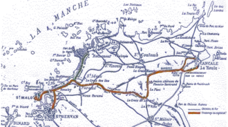 Le tracé du tramway entre Saint-Malo et Cancale, publié en 1893 par le journal Le Salut.