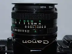 Pour les autres modes, la bague des diaphragmes de l'objectif doit être sur A.