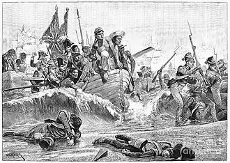 Le débarquement des troupes britanniques sur les rives égyptiennes