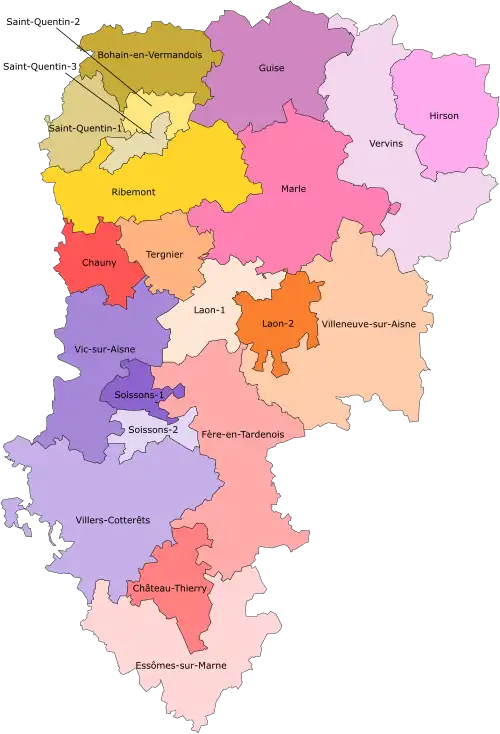 Carte des cantons de l'Aisne