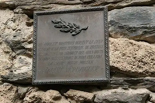 Plaque commémorant le passage de Jacint Verdaguer.
