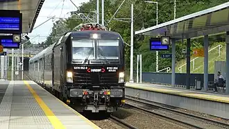 Cargounit BR193 058 in Warszawa Powazki with Intercity BWE (Berlin Warszawa Express) From Warszawa Gdanska to Berlin Hbf