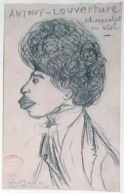 Alexandre Dumas caricaturé en Antony, par Alfred de Musset, 1834.