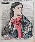 Caricature de presse de Madame Clovis Hugues par Alfred Le Petit, 1885.