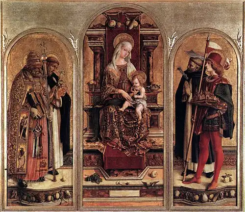 Triptyque de Camerino, Carlo Crivelli, 1482, (actuellement au Musée Brera de Milan)