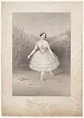 Carolina Rosati en 1847 dans le rôle de la Rose, ballet Thea ou la Fée aux fleurs.