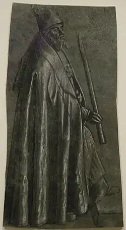 Évêque avec une chandelle, étude pour l'histoire de la Scuola di Sant'Orsola, 1493.