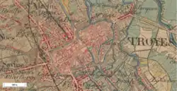 Carte d'état major de la ville de Troyes (Aube)