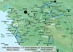 Carte de la Vendée militaire entre le 10 et le 19 avril 1793.