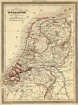 Carte des Pays-Bas de 1843.