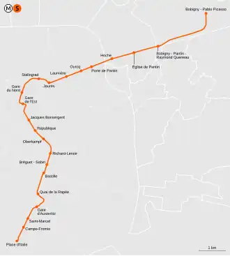 Voir la carte de la ligne.