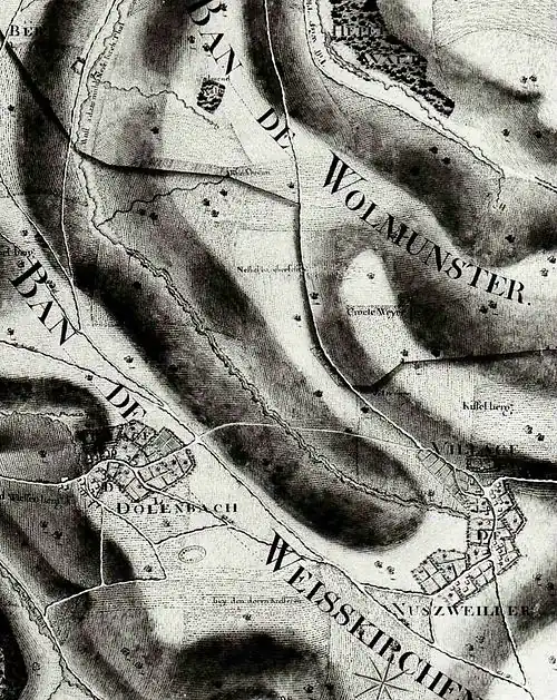 Carte de l'Atlas topographique du comté de Bitche de 1758.