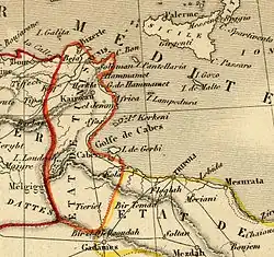 Carte de la Tunisie de 1843.
