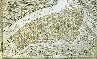 Carte de la ville d'Arles et de ses remparts au XVIIe&nbsp;siècle