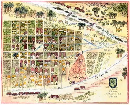 Carte ancienne du Chili sur laquelle des palmiers sont visibles.