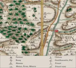 Marseigne sur la carte de Cassini.