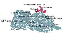 Les communes de la Mayenne angevine.