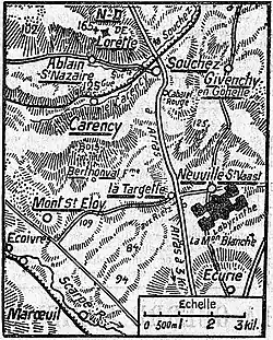 Carte des combats du Labyrinthe en juin 1915