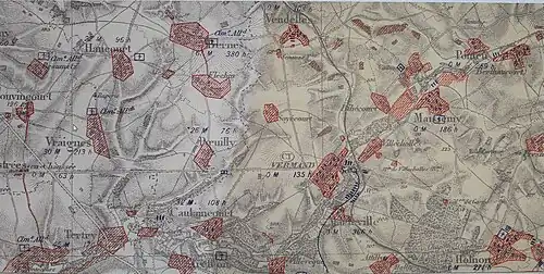 Carte montrant l'étendue des destructions de Bernes