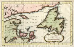 Carte du Golfe Saint-Laurent et de l'Acadie par Nicolas Bellin