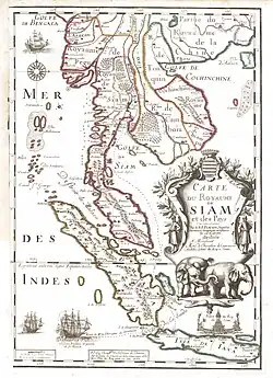 Carte géographique du XVIIe siècle d'une partie de l'Asie du Sud-est