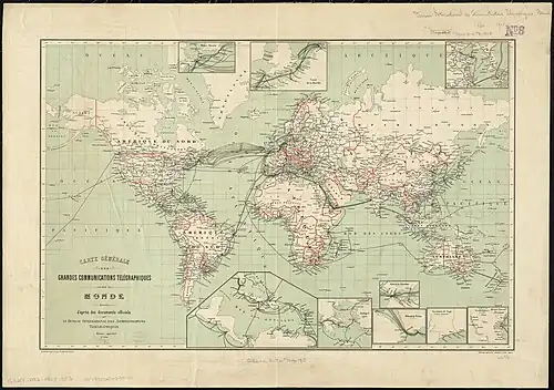 Carte des communications télégraphiques du monde