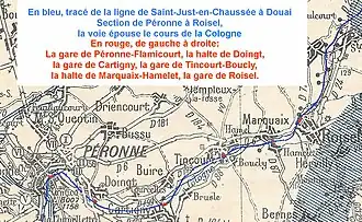 Carte de la sectionPéronne-Roiselvers 1910.