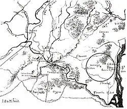Carte des gorges de l'Ardèche et de ces monuments mégalithiques par Jules Ollier de Marichard, 1867.