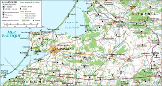 Carte de l'oblast de Kaliningrad avec la position de Kaliningrad