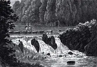 Cascade à l'entrée du Grand Parc ; elle se trouve bien réduite de nos jours.