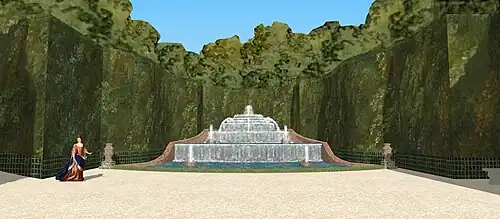 Cascade d'Arthelon, qui termine l'allée basse des jardins bas du château de Meudon, vers 1700.