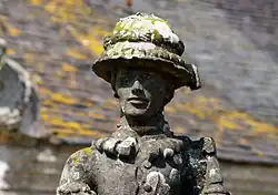 Statue en kersanton de Jehan Le Gentil (la Chasse de saint Hubert en Cast).