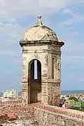 Échauguette au château de San Felipe de Barajas à Carthagène en Colombie.