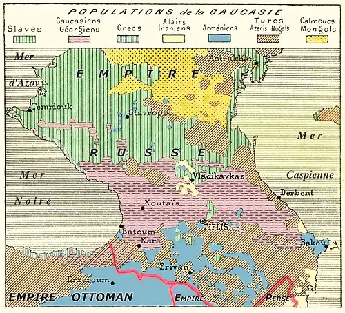 Répartition géographique des peuples du Caucase en 1896