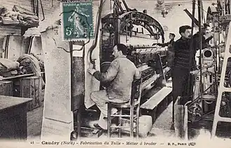 Fabrication du tulle - métier à broder