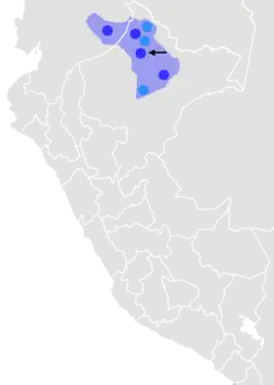 Carte montrant où vivent les locuteurs du cahuarano