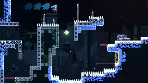 une capture d'écran du jeu de plateforme Celeste