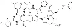 Célogentine C, un octapeptide bycyclique de la famille des célogentines, présentes dans les graines de Celosia argentea