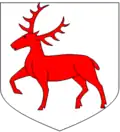 D'argent à un cerf de gueules.