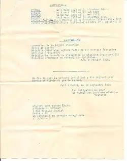 Certificat des états de service de Gaston Bourret (suite)