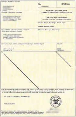 Certificate of origin (COO) - Finland (EU)