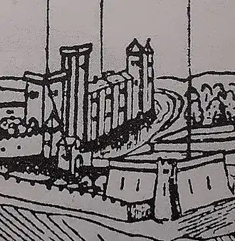 Illustration du château, d'après un plan établi par Joachim Duviert en 1612