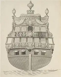 Gravure d'un bateau.