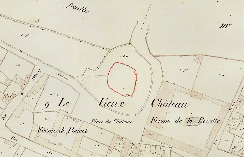 Le château sur le cadastre Napoléon, vers 1820-1830.