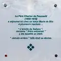 Plaque commémorative Charles de Foucauld.