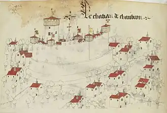 Château de Chambéon au XVe&nbsp;siècle.